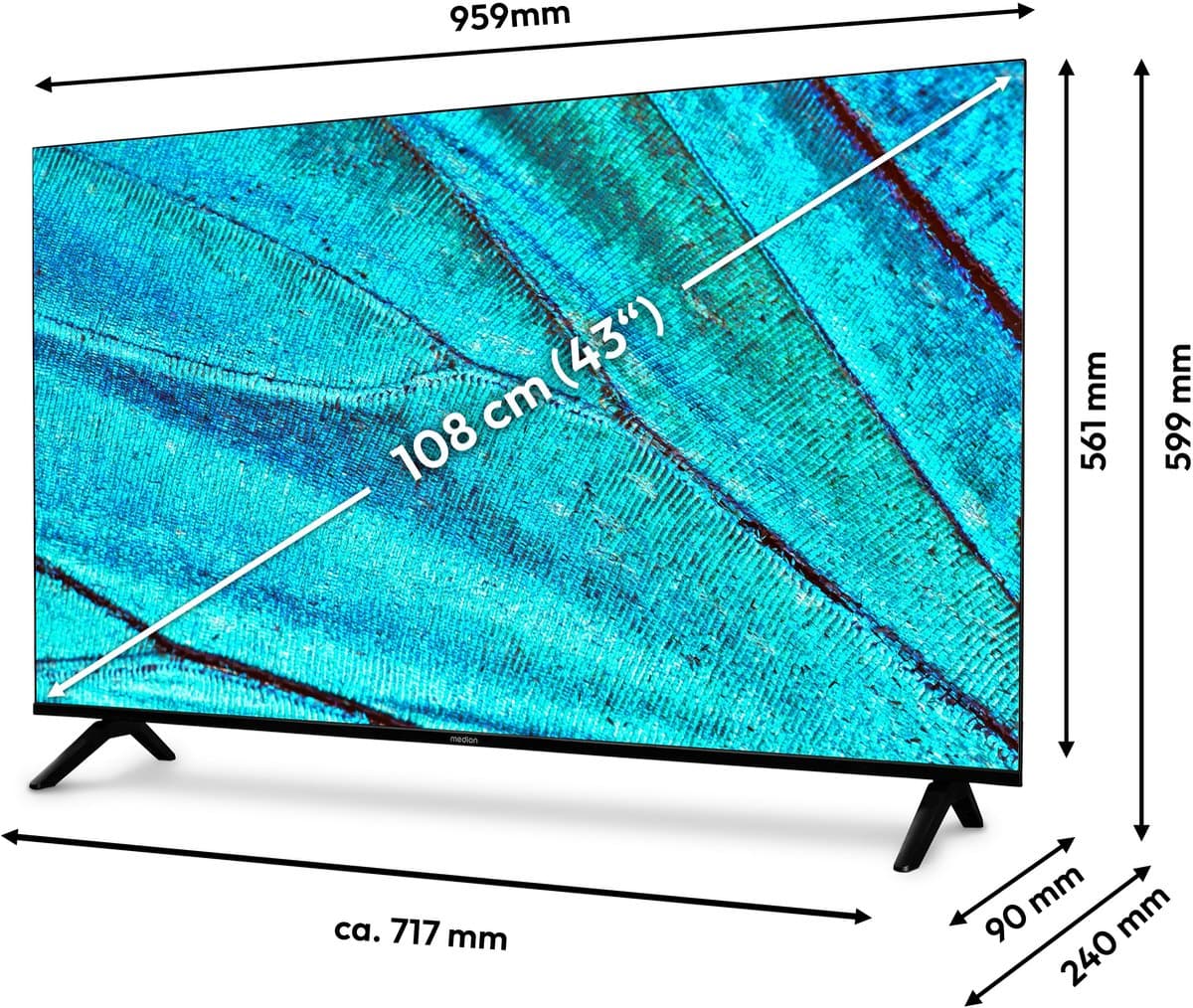 MEDION 108 cm (43″) Ultra HD TV (Smart-TV, 4K, HDR10, VIDAA Store, Prime Video, Disney+, DAZN, Paramount+, HbbTV, PVR, Bluetooth, MD 843301) thumbnail 4