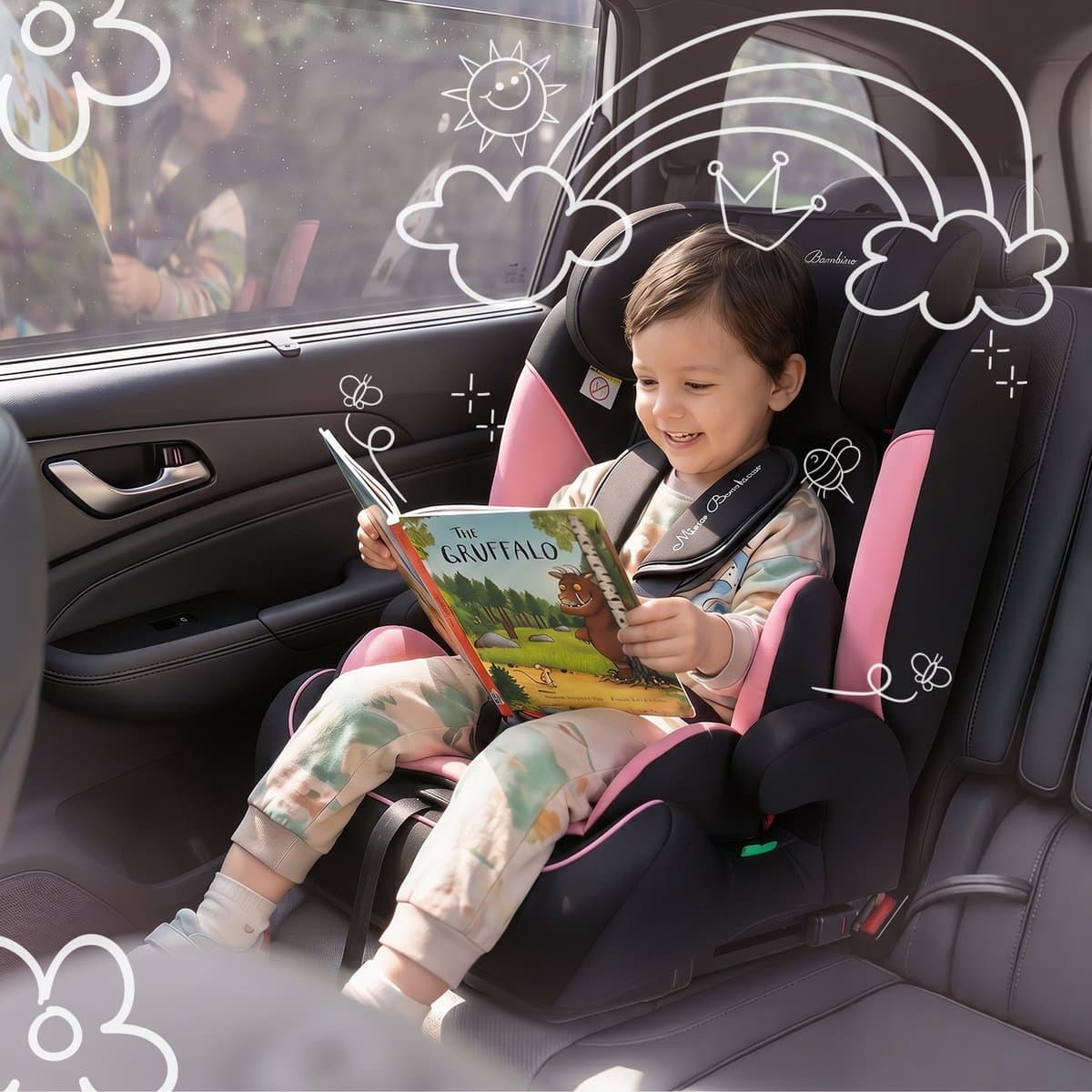 Mino Bambino i-Size Autostoel – Isofix - Groep 1/2/3 9-36 kg (76 tot 150 cm) - 15 maanden tot 12 jaar – Roze thumbnail 8