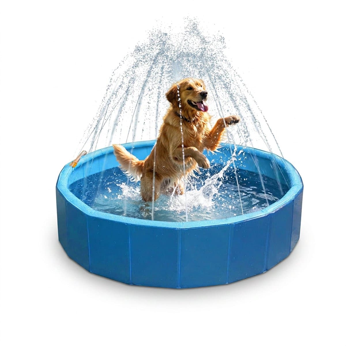 Coolpets Splash Sprinkler Pool - ø120 x 30 cm - Verkoeling Hond - Waterspeelgoed - Waterspeelgoed Hond - Hondenzwembad - Hondenbad - Blauw