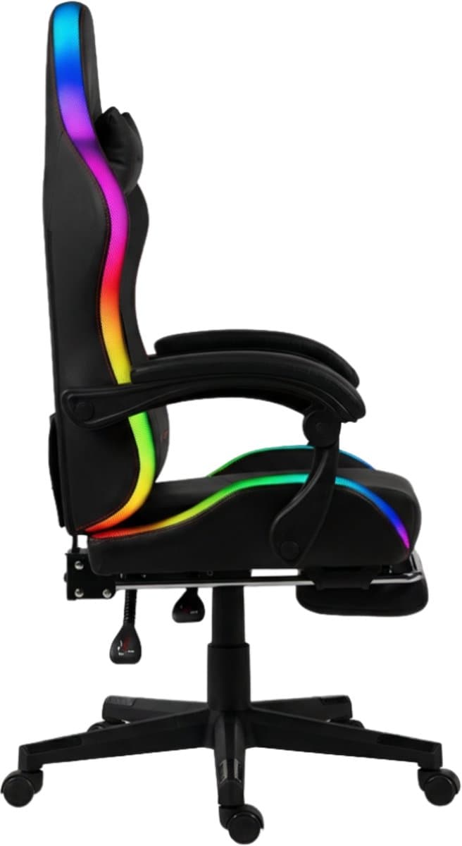 GTRacer RGB - Game Stoel - Met RGB Verlichting - Gaming Stoel - Ergonomische Bureaustoel - Gamestoel - Verstelbaar - Gaming Chair - Zwart thumbnail 3
