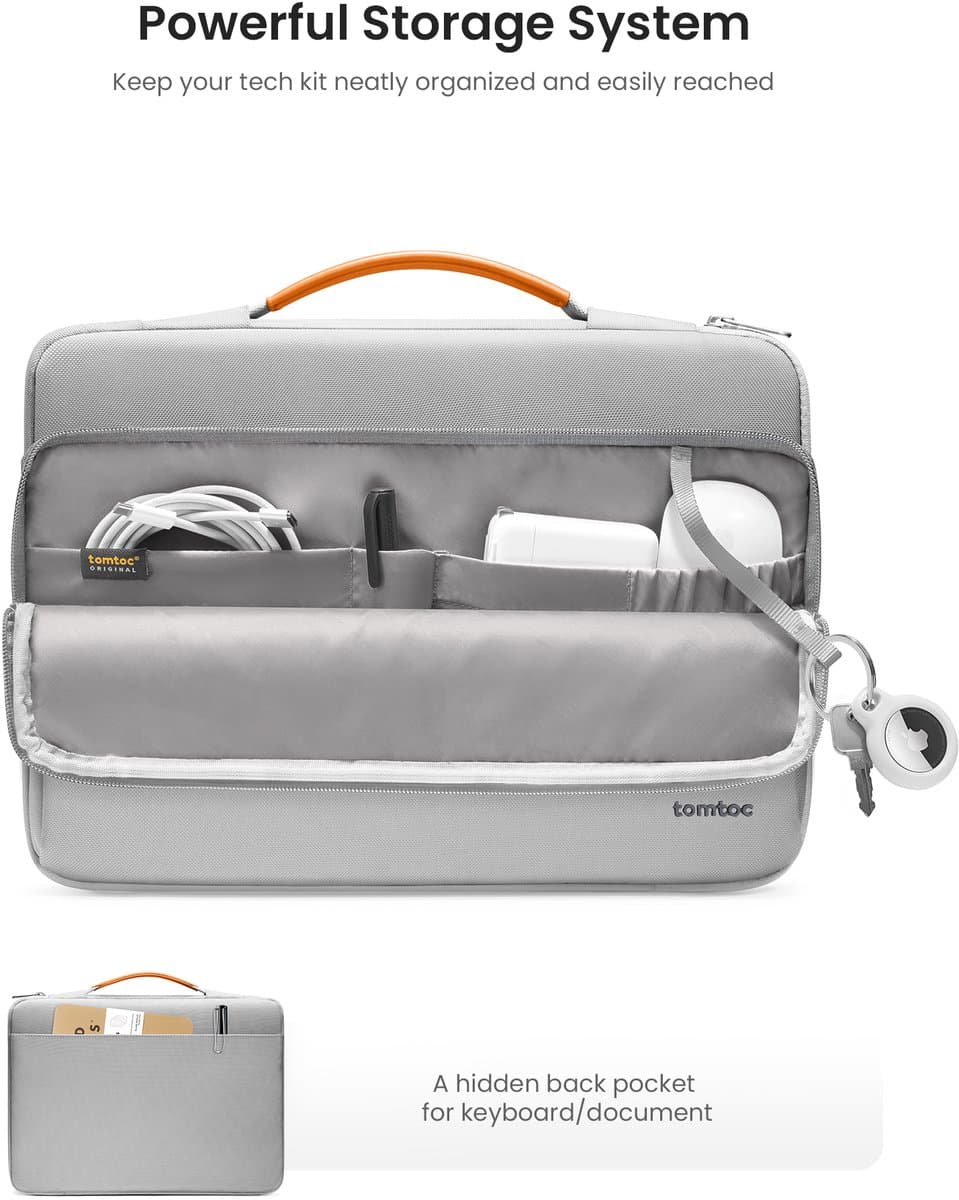 tomtoc Defender-A14 360 beschermende laptoptas voor 2026 16-inch MacBook Pro M5 Pro/Max A3428 A3429, M4/M3/M2/M1 Pro/Max, waterbestendige laptoptas met accessoirevak voor de nieuwe Razer Blade 15 thumbnail 2