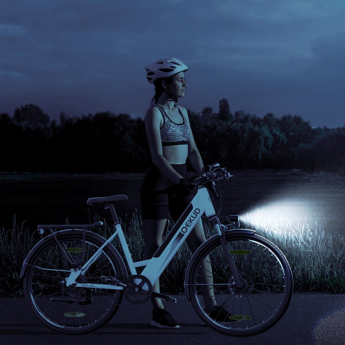 Qekud Elektrische Fiets - E-bike - 26 / 27.5 inch - 250W Motor -36V 13Ah Accu - 100km - 7 Versnellingen - met app - Wit thumbnail 4