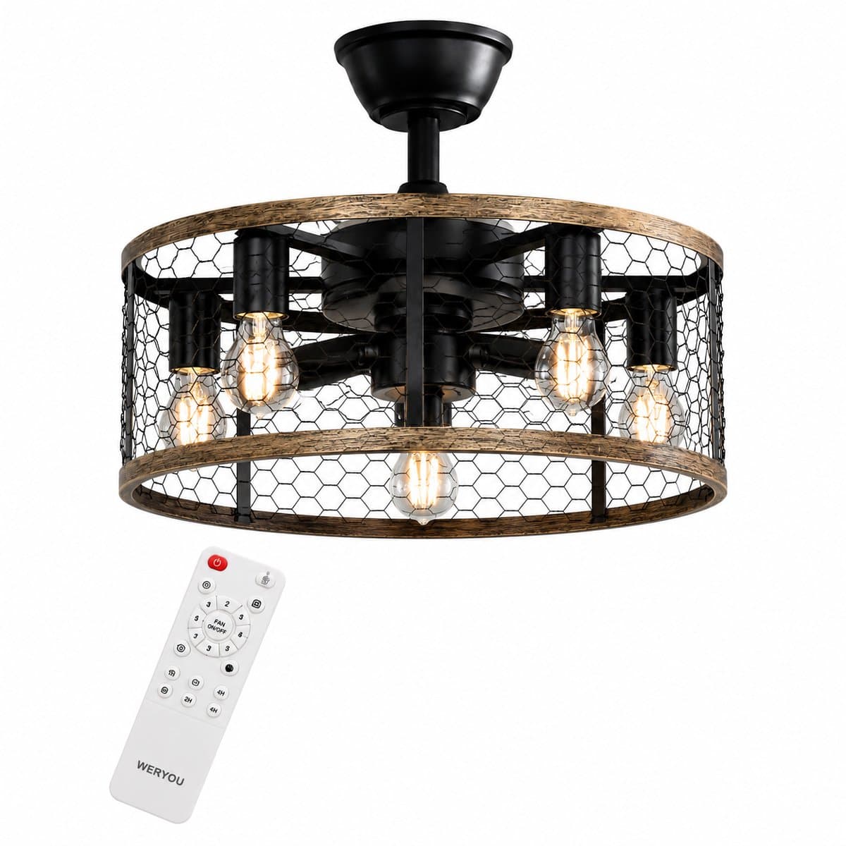 WERYOU® illuminAIR Plafondventilator - Plafonniere - Plafondventilator met Afstandsbediening - Plafondlamp - Plafond ventilator met Verlichting - Ventilator lamp thumbnail 5