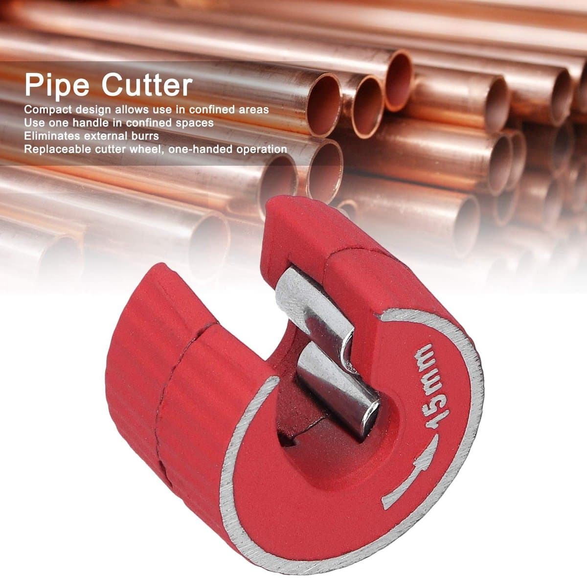 Dailygoods- Pijpsnijder 15 mm - Antislipfunctie - Zinklegering - Koperen/Aluminium Buizensnijder - Snijgereedschap - Comfortabel in gebruik thumbnail 3