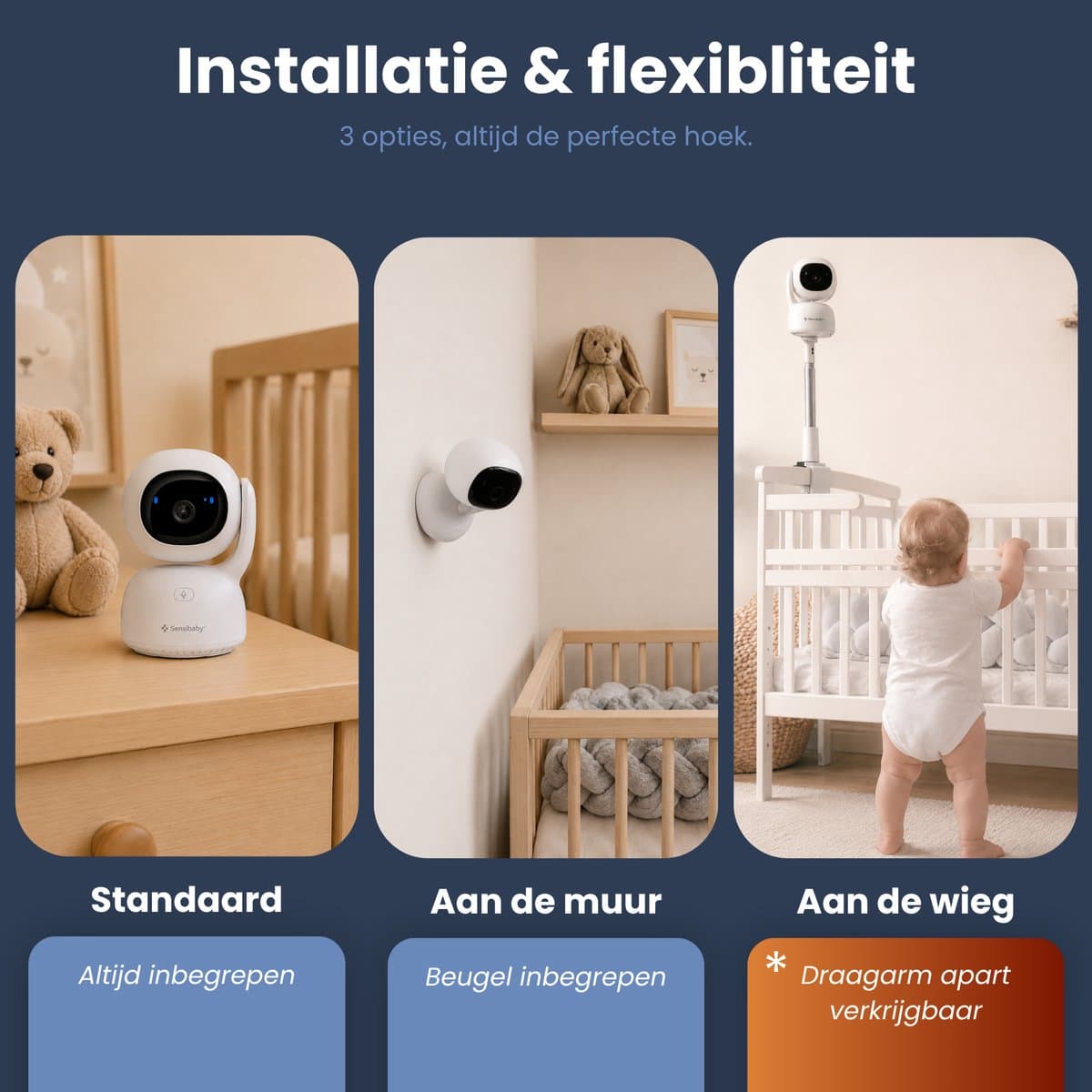 Babyfoon met Camera en App - AI Meldingen bij Huilen, Gezichtsbedekking en Buikligging - QHD Camera - Nachtzicht - 64GB SD-kaart - Baby Monitor - Sensibaby thumbnail 6