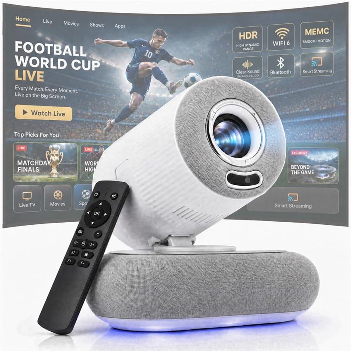 Silvergear Full HD Smart Beamer - 1080P, WiFi & Bluetooth, tot 508cm