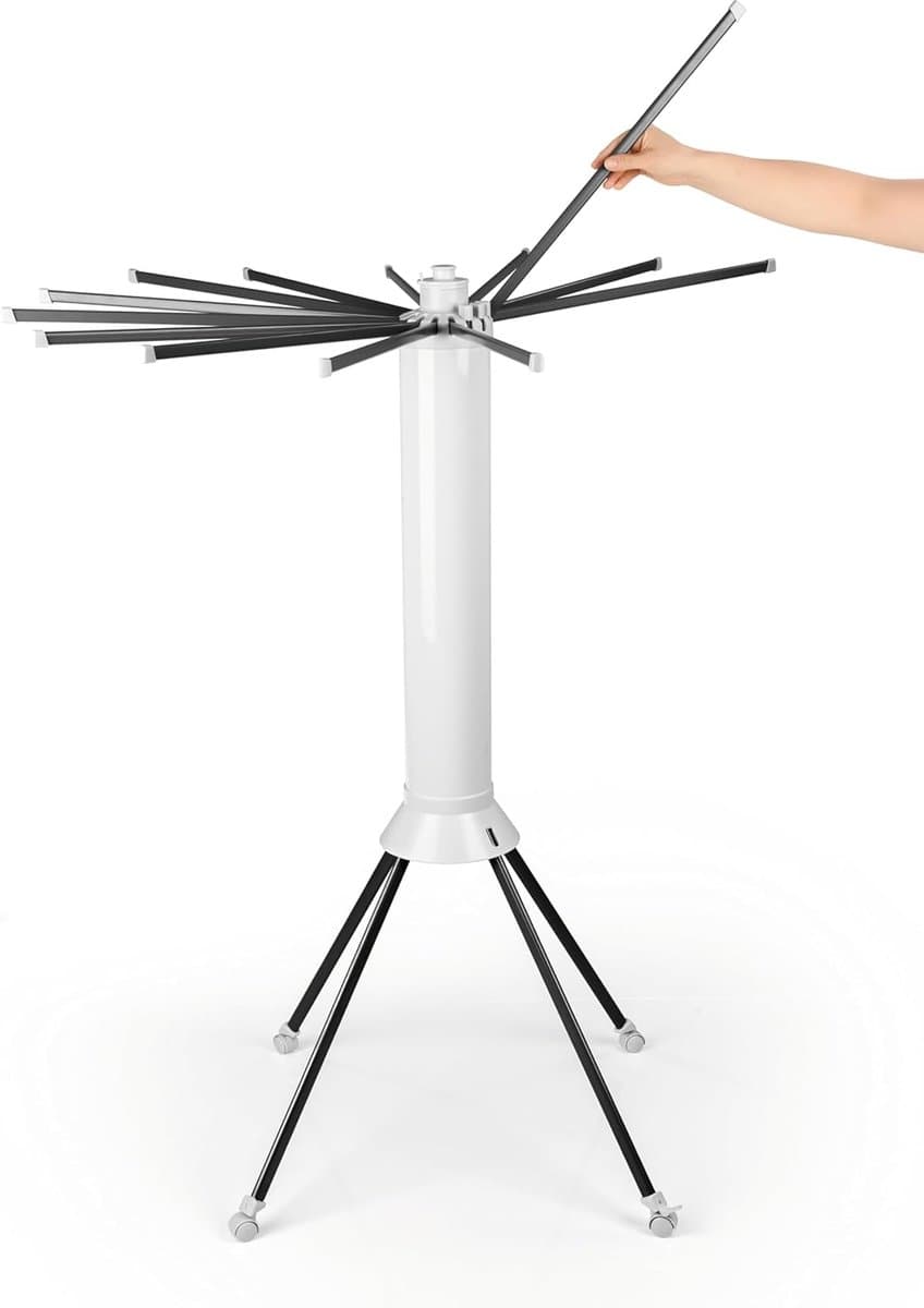 Waaierdroogrek - Droogmolen met systeem - Wasgoed drogen - Individueel aanpasbaar - 8 meter lijnlengte - Grijs wit thumbnail 6