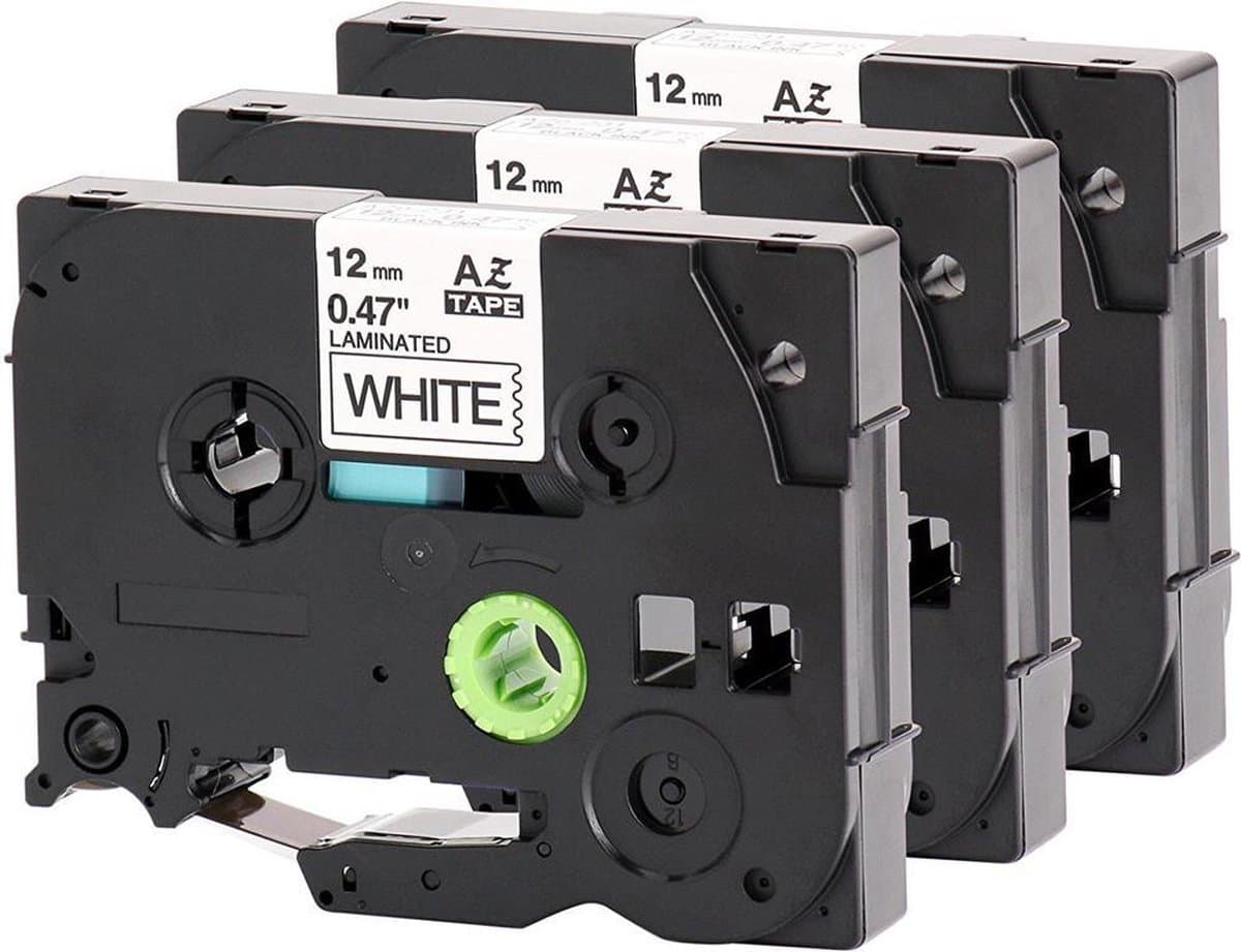 3x Brother Tze-231 TZ-231 Compatible voor Brother P-touch Label Tapes - Zwart op Wit - 12mm x 8m - afbeelding 1
