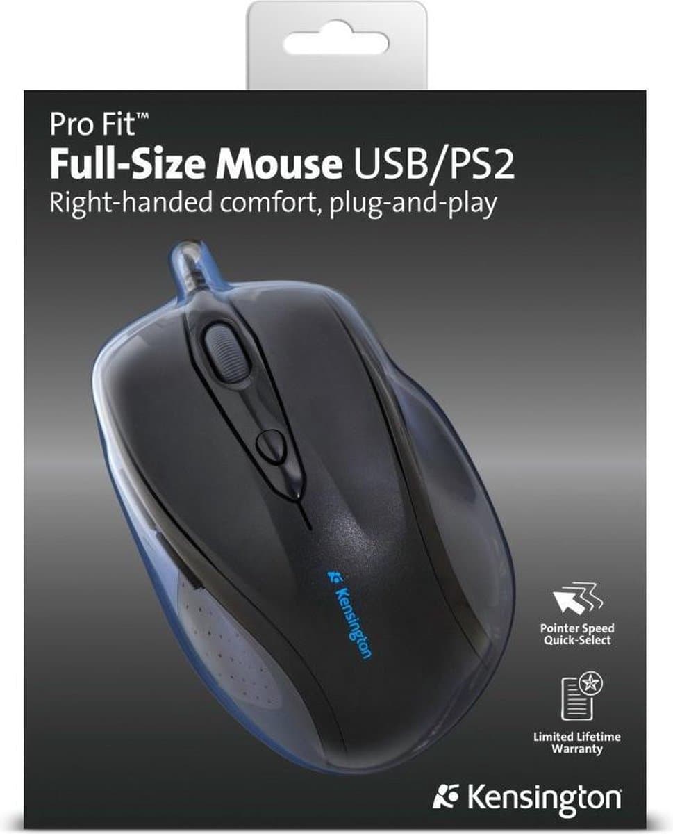 Kensington Pro Fit Bedrade USB Muis - Voor Rechtshandigen - Ergonomisch Ontwerp - Zwart thumbnail 4