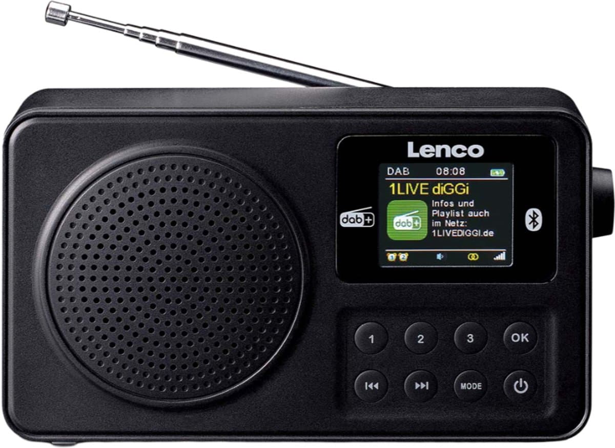 Lenco PDR-033BK - Draagbare DAB+ radio met Bluetooth - Oplaadbare Batterij - FM - Noodradio - 10 uur Accu - Zwart thumbnail 8