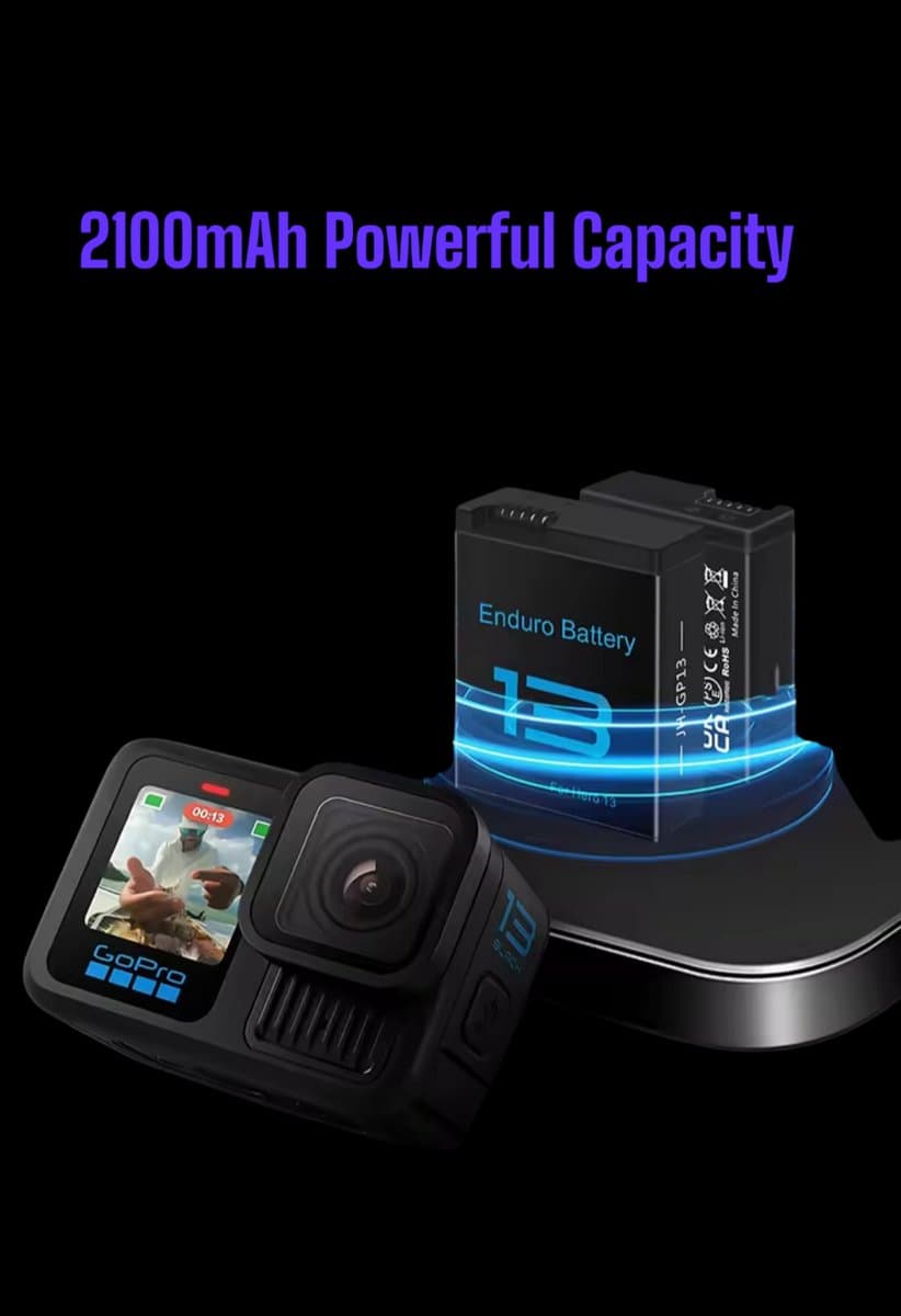 Opladbox voor GoPro Hero 13 Black -LED DISPLAY Opladbox +2 Batterijen - Opladbox voor 3 Batterijen - Inclusief 2 Batterijen - Gopro 13 - Charger Box for Gopro Hero 13 Black - Fast Charger - Opladbox 4 GoPro 13 Batterijen - GoPro 13 Accessoires thumbnail 5
