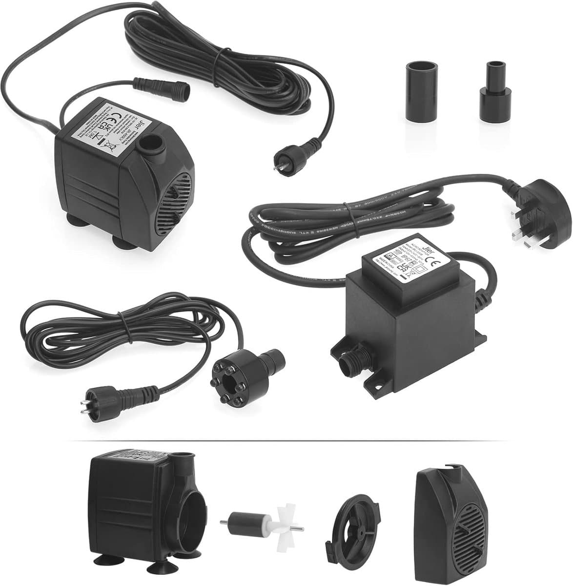 Dompelpomp 12V AC 600L/H met LED-lichtring voor vijver, aquarium en fontein thumbnail 5