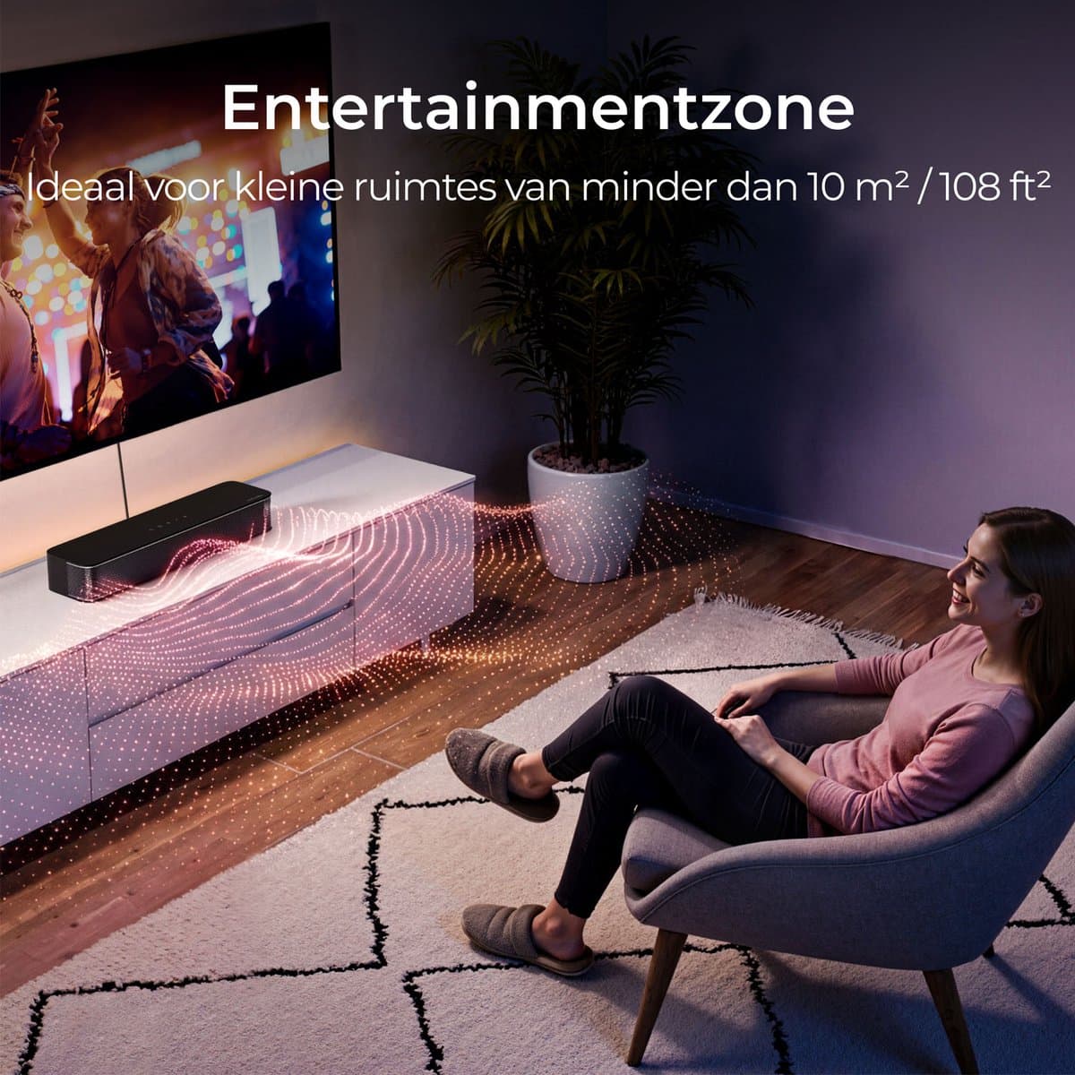 ULTIMEA 2.1-kanaals compacte soundbar voor tv, 3-inch ingebouwde subwoofer, 120 W piekvermogen, alles-in-één pc-soundbar voor gaming, Bluetooth 5.4, Poseidon M20 thumbnail 7