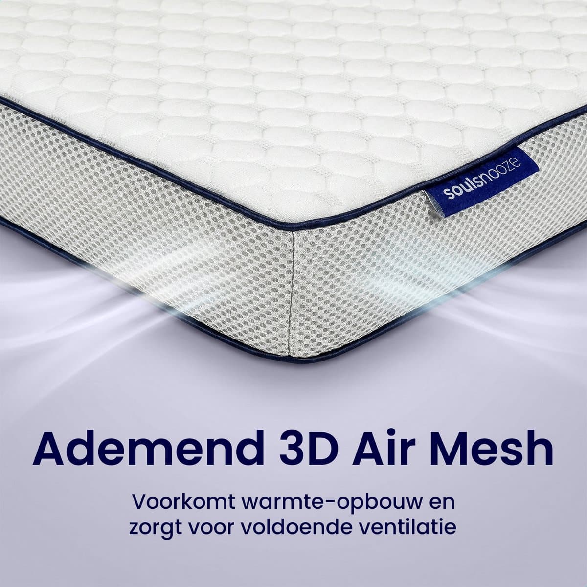 Soulsnooze® DuoComfort Matras Topper 160x200 cm - Matrastopper Memory Foam - Traagschuim Topmatras - Topdekmatras - Topmatrassen - Aanpasbaar Design - 3D Air Mesh - Medium Hardheid thumbnail 5