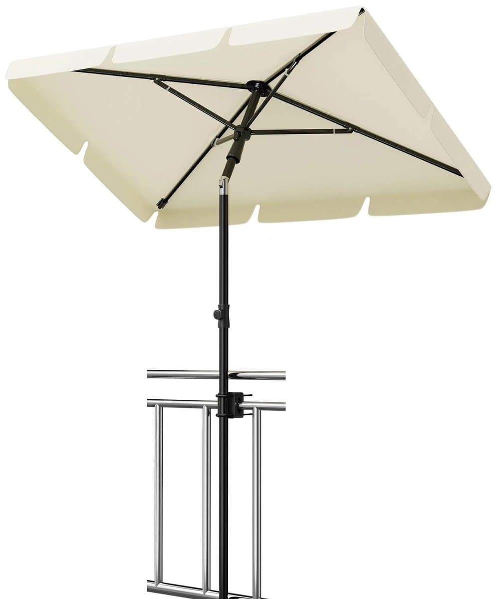 Rolu Balkon Parasol – Parasol – 200 x 125 CM – UV50+ - Kantelbaar – Verstelbare Hoogte – Ruimtebesparend - Beige