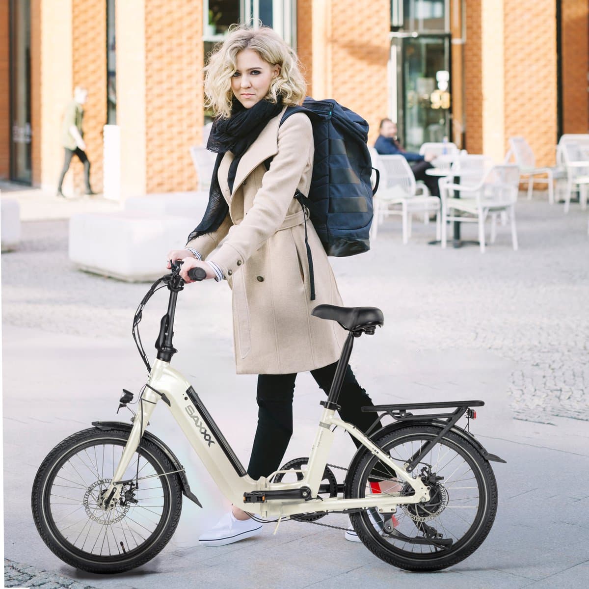 SAXXX Foldi Comfort - Elektrische Fiets - 95% Vooraf Geassembleerd Vouwfiets - 410Wh uitneembare accu - 80 km Actieradius - Shimano Nexus 7-versnellingssysteem - Achterwielmotor 250W - 20 x 2.3" CST - Mechanische schijfrem - Wit thumbnail 3