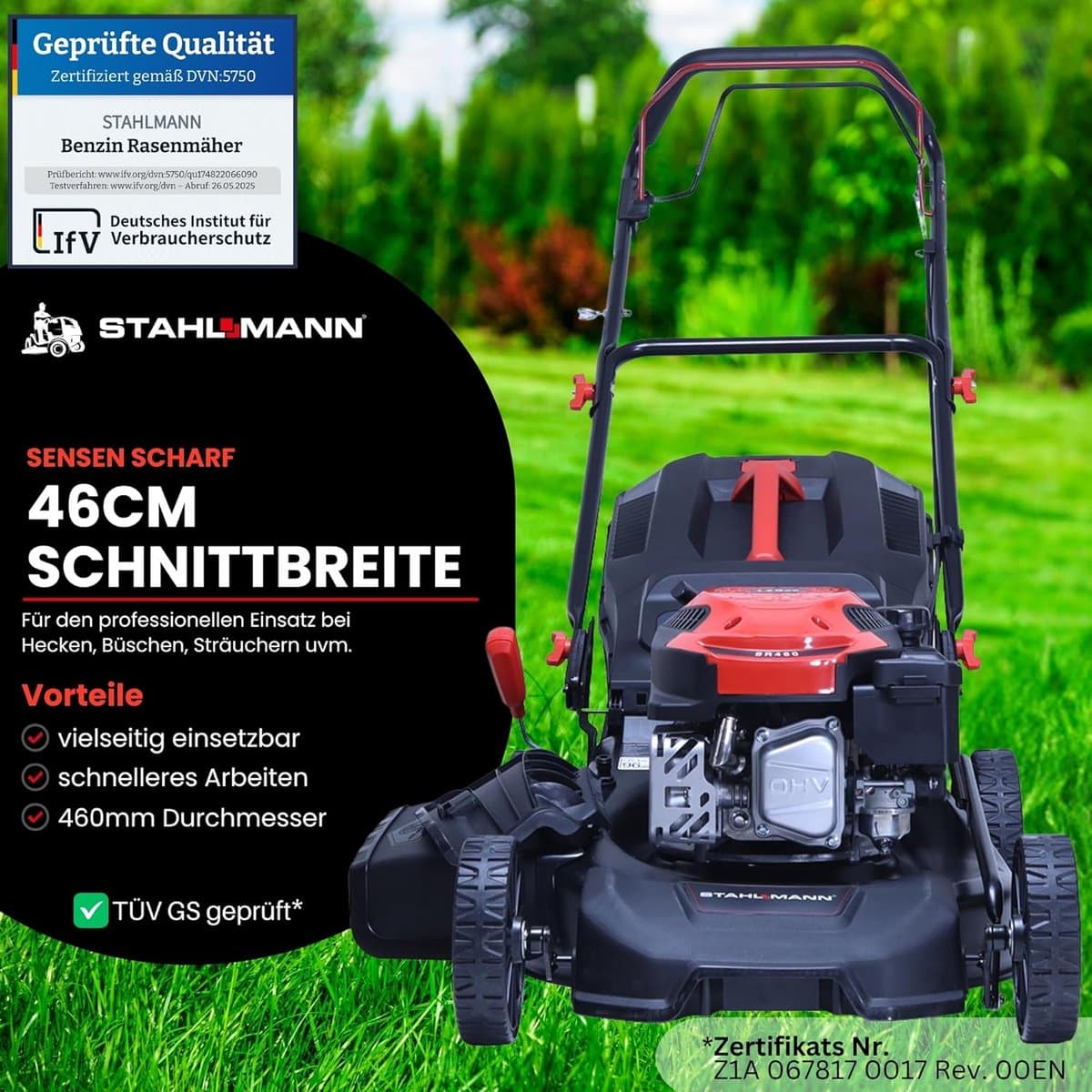 Benzine Grasmaaier met Aandrijving - 5,4 pk, 46 cm Maaibreedte, Mulchen, Easy Clean Aansluiting thumbnail 3