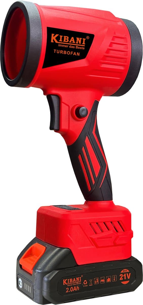 Kibani Power Blower incl. 2 Accu’s - Accu Bladblazer - Mini Bladblazer - Blower - 33.000 RPM - 21V - 2x 2000 mAh - Draadloos - Compact - Lichtgewicht - Turbo Fan - Auto Drogen - Stofblazer thumbnail 2
