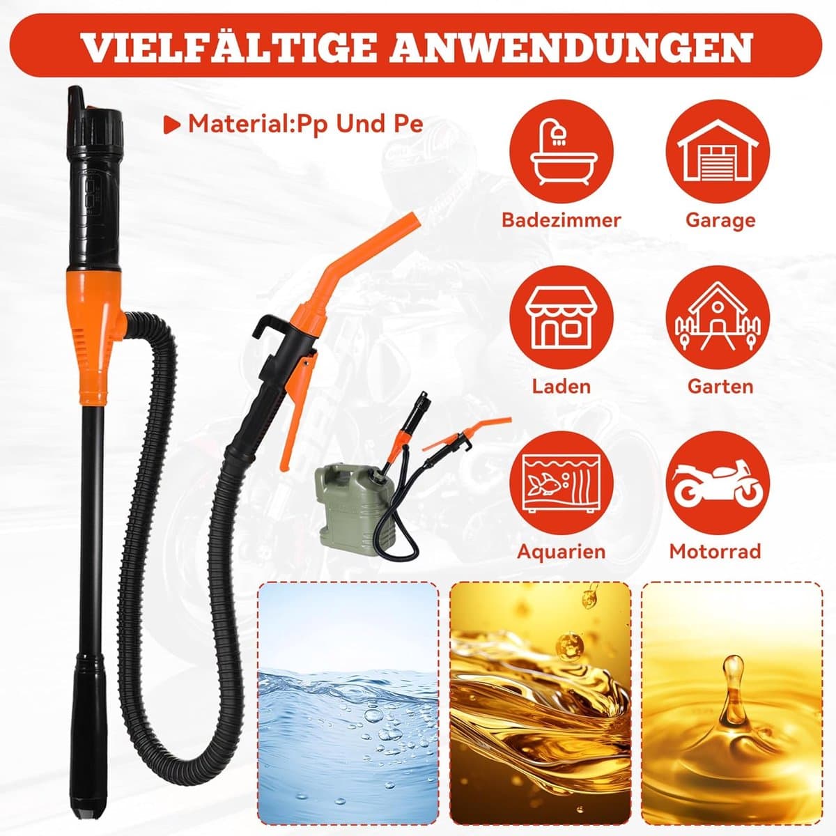 Elektrische Hevelpomp op Batterijen - Brandstofpomp met Regelmondstuk - 9L/min - Voor Benzine, Diesel & Water - 60 cm - Zwart - Overloopbeveiliging thumbnail 3