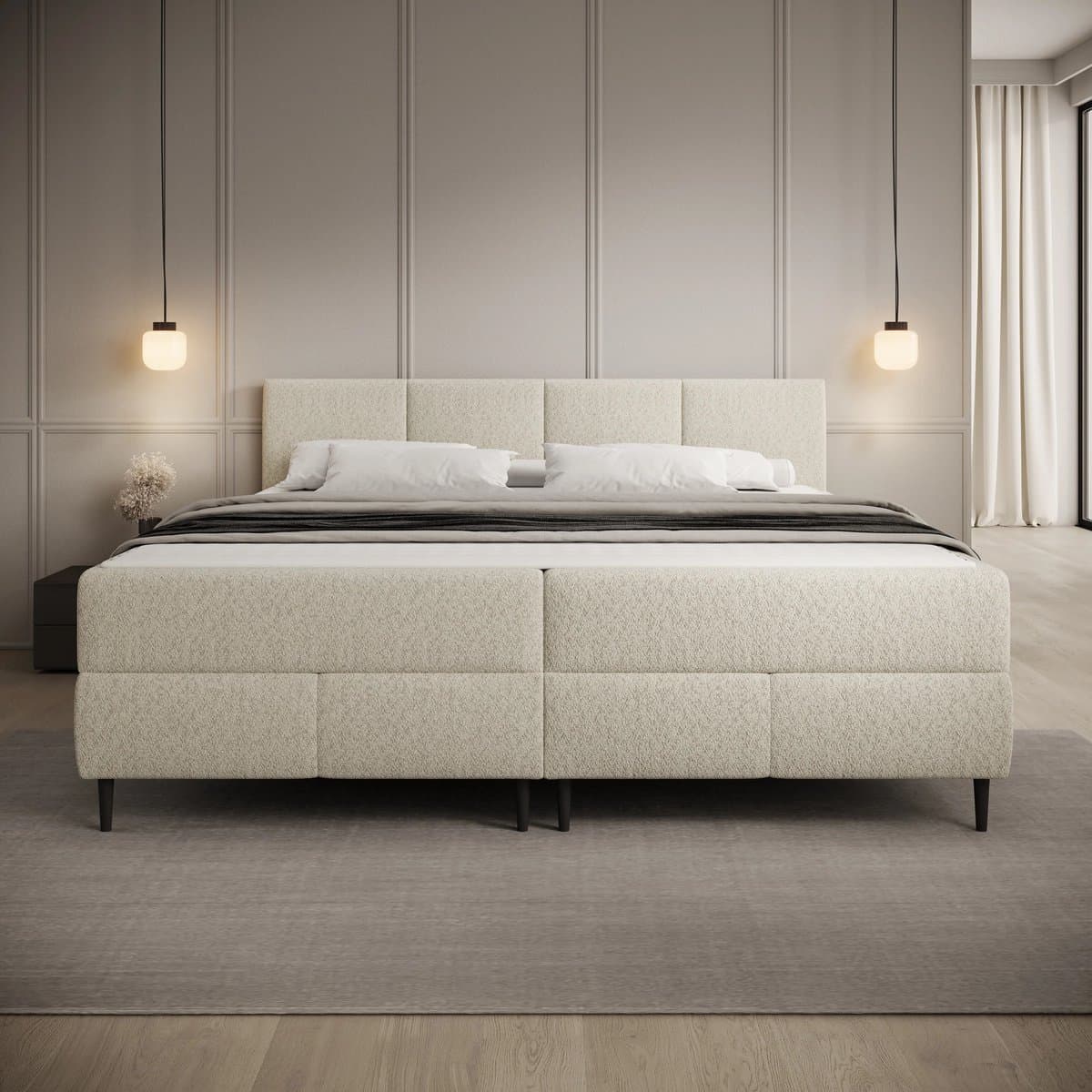 Meubella - Brisa - Boxspring met opbergruimte - Teddystof beige - 180x200 cm thumbnail 3