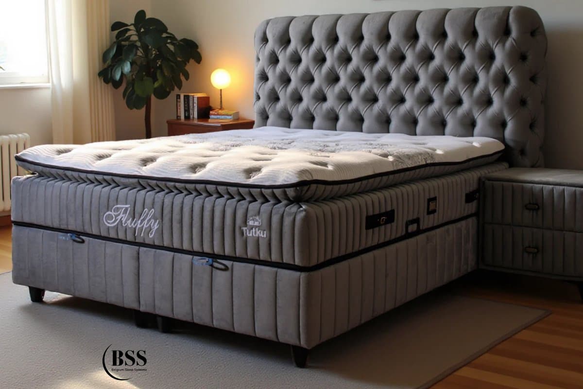 BSS Bedding Fluffy - Boxspring - Boxspring met Opbergruimte - 180x200 - Grijs
