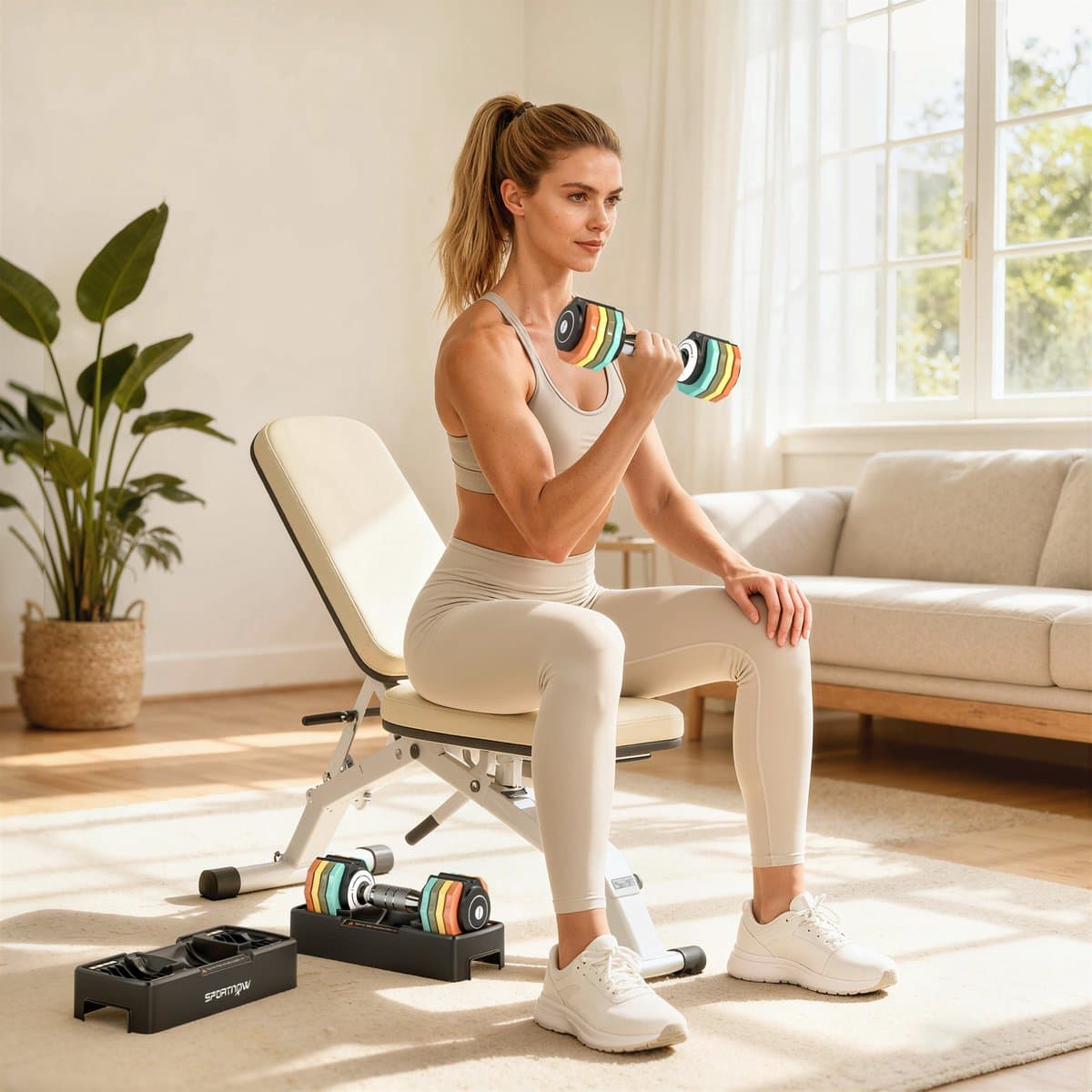 Sportnow Dumbbell Set-Gesmeed staal-28L x 10,6B x 10,4H cm-Veelkleurig thumbnail 4