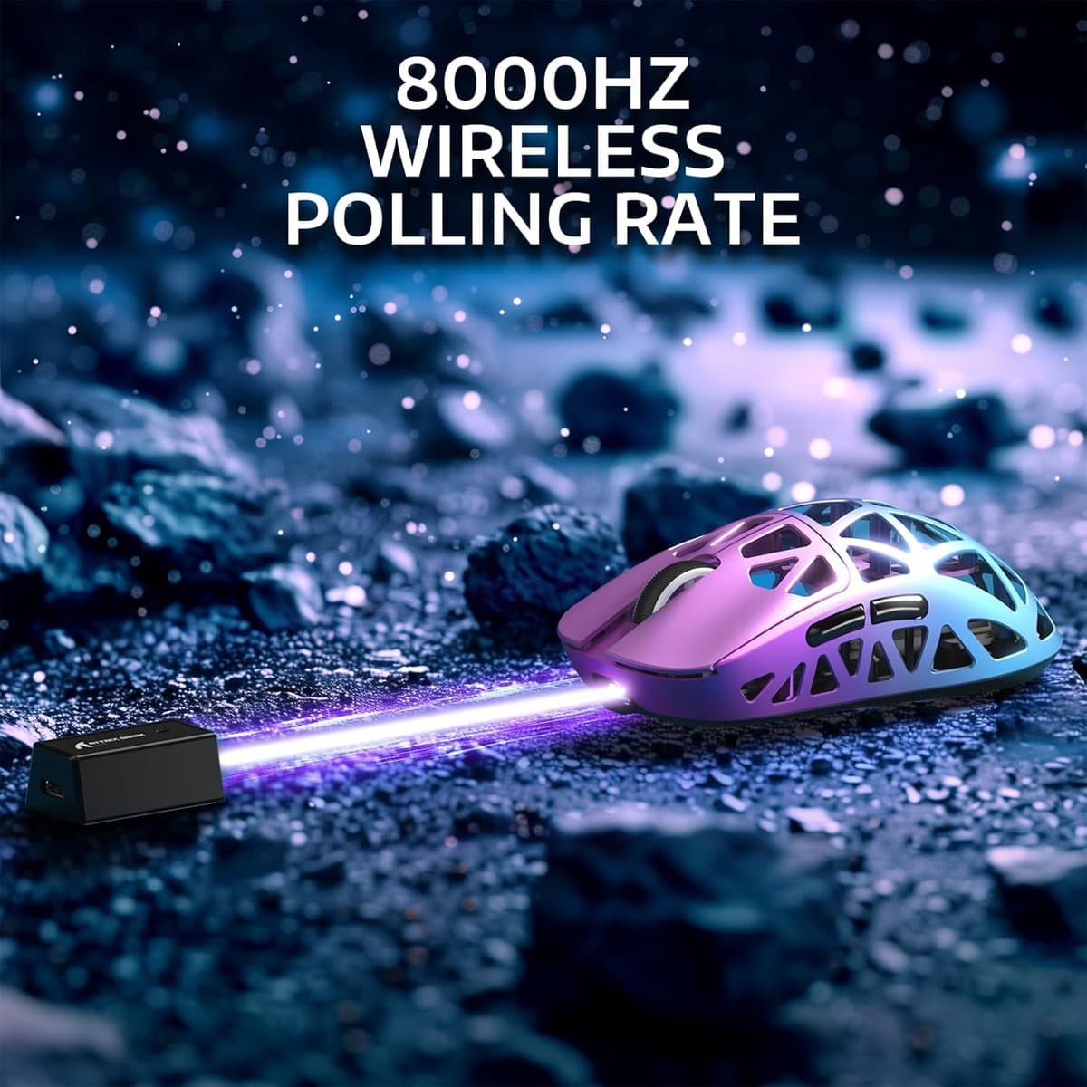 ATTACK SHARK R2 - Draadloze Gaming Muis - Magnesium Alloy - PAW3950MAX - Ultralichte(45g)- Wired/2.4G/BT5.2 - 42000DPI - Twilight Purple thumbnail 6