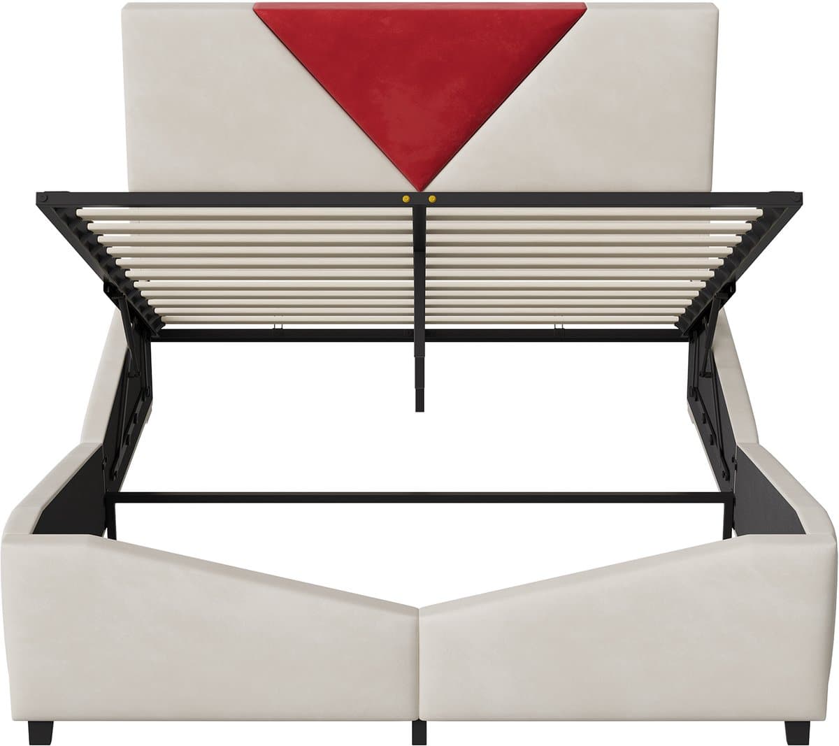 Velours tweepersoonsbed 160x200 cm met geïntegreerde LED-vloerverlichting en gasveermechanisme voor opbergruimte, modern slaapkamerdesign met zacht comfort, beige thumbnail 8