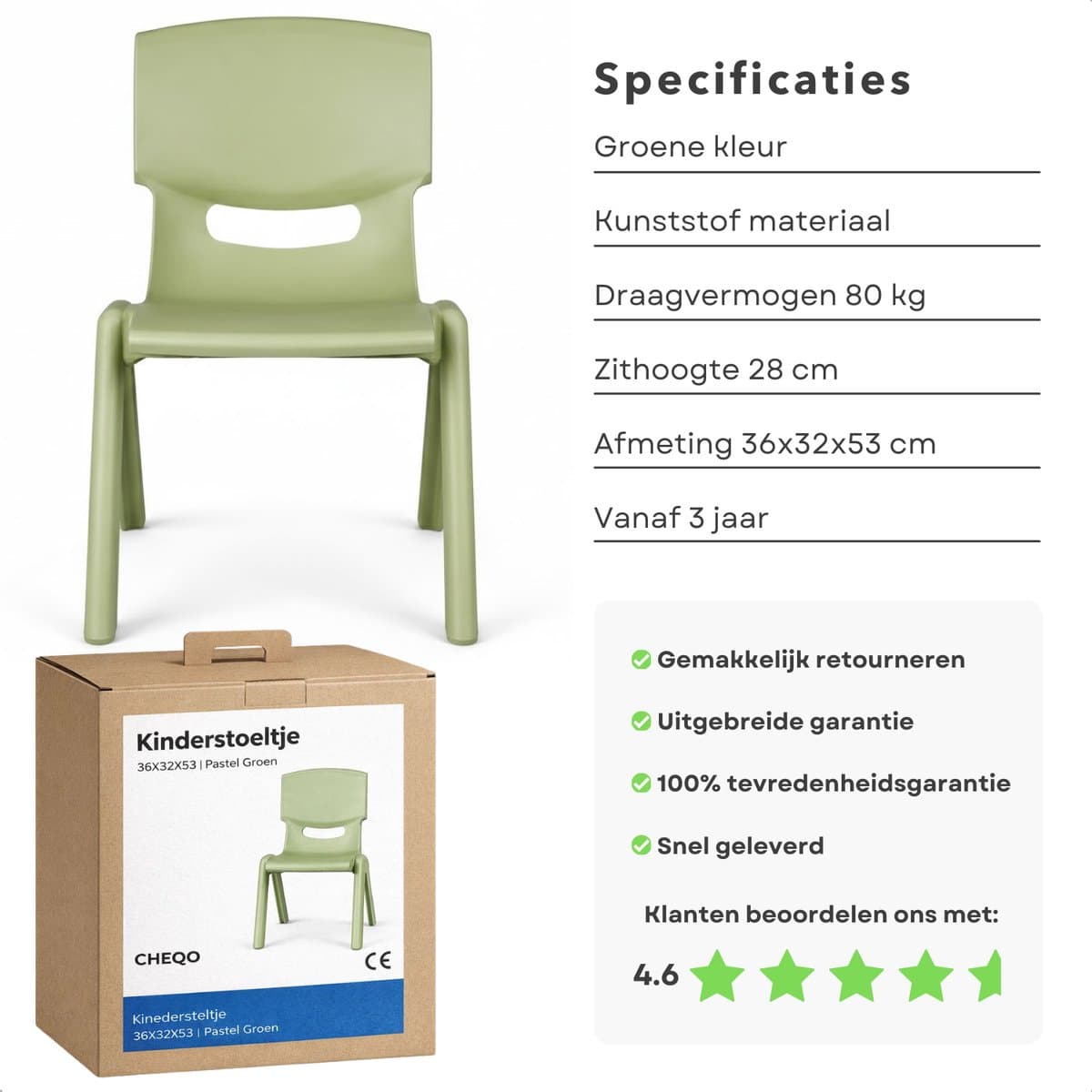 Cheqo® Kinderstoeltje - Kinderstoel - Peuterstoeltje - Peuterstoel - Kinderstoel Groen - Kinderstoel Kind - Stoel voor Kinderen - Kinderstoel 3 Jaar - Kinderstoel Tuin - Kinderstoel Buiten - Kinderstoel Binnen thumbnail 6