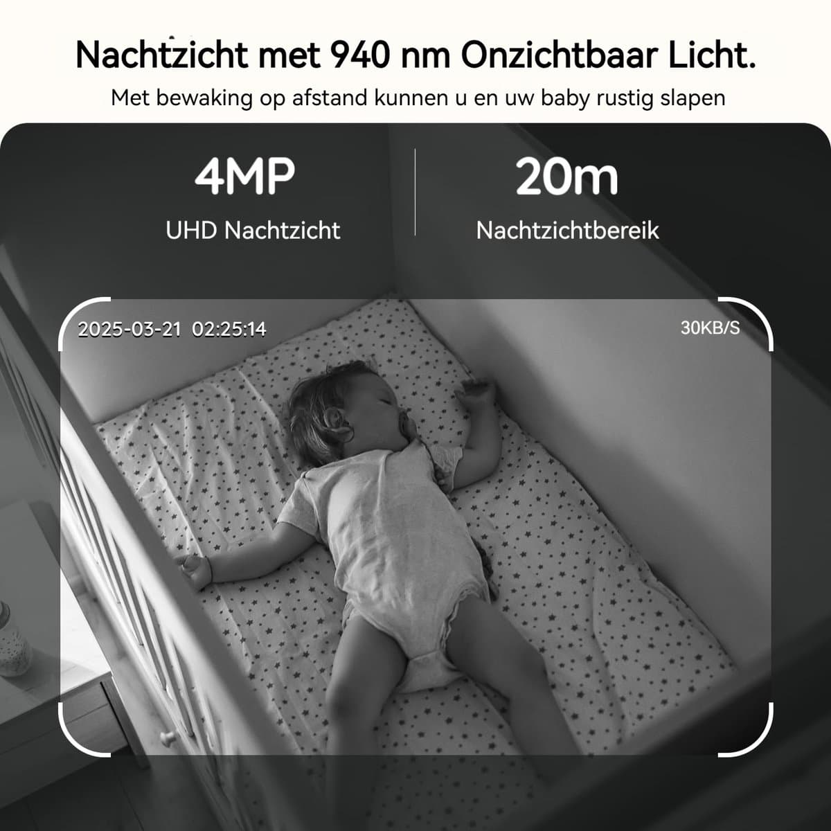 BOIFUN Babyfoon met camera - Baby Monitor met 2 Camera's - Babyfoon met Camera en App - AI-detectie (Slapen op de Buik en Gezichtsgebied) - Nachtlampje - 5.5 Inch Scherm - Video & Audio thumbnail 7