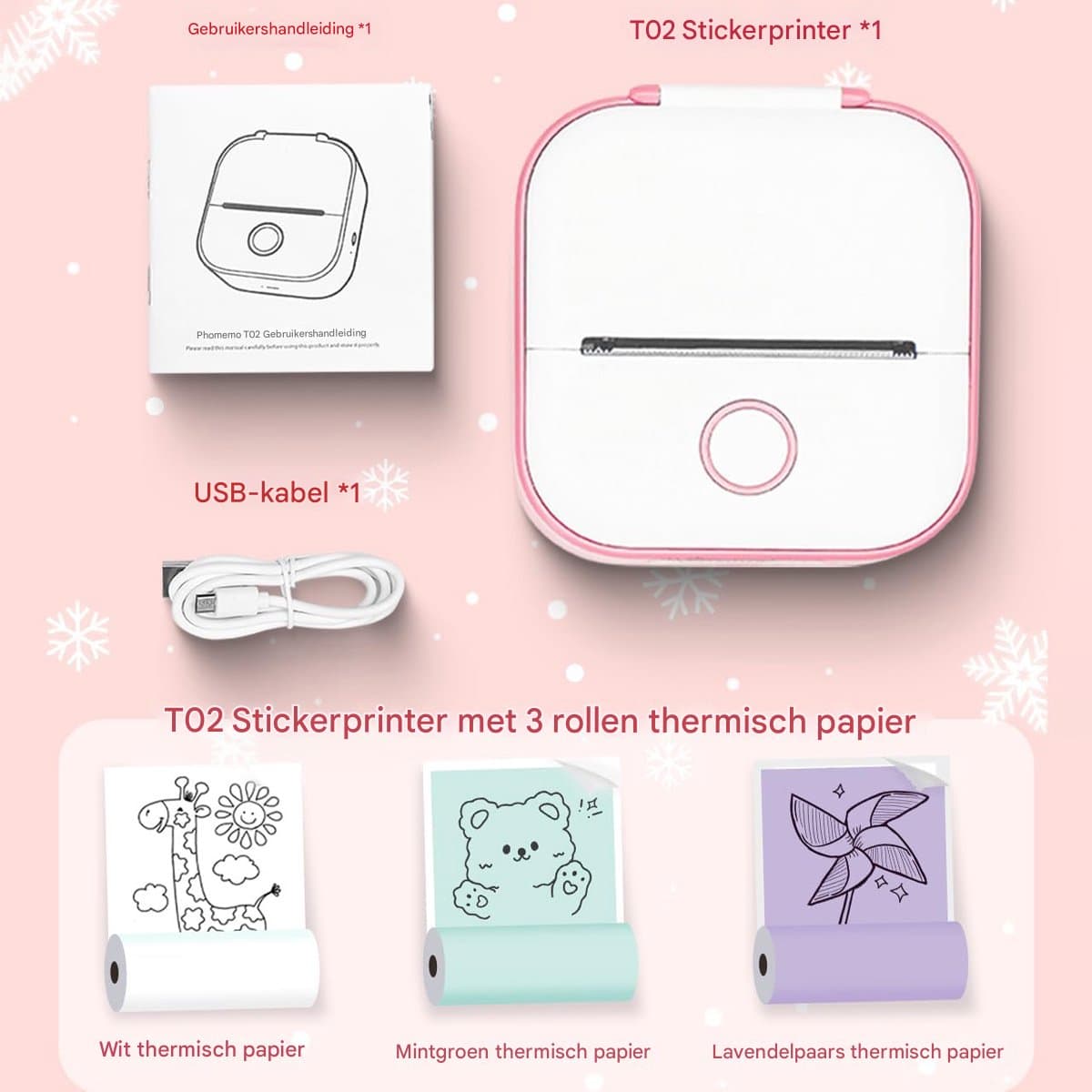 longziming -Roze Mini Labelprinter – Compacte Draagbare Stickerprinter voor Studie, Notities, Foto’s en Creatieve Projecten thumbnail 5