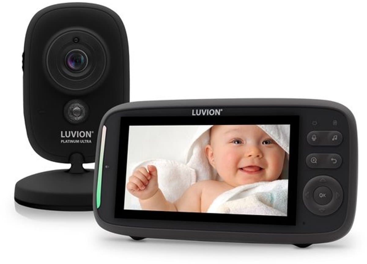 LUVION® Platinum Ultra Black - Babyfoon met Camera - Uitbreidbaar tot 4 Baby Camera's - Premium Baby Monitor