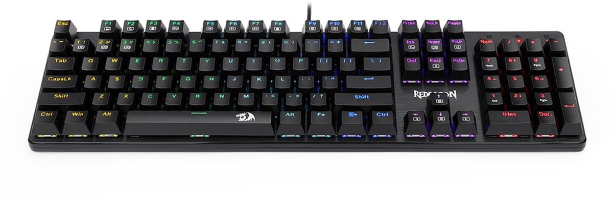 Redragon K671 104-toetsen mechanisch toetsenbord met regenboog achterverlichting - Red Switch, US-indeling - Zwart thumbnail 8