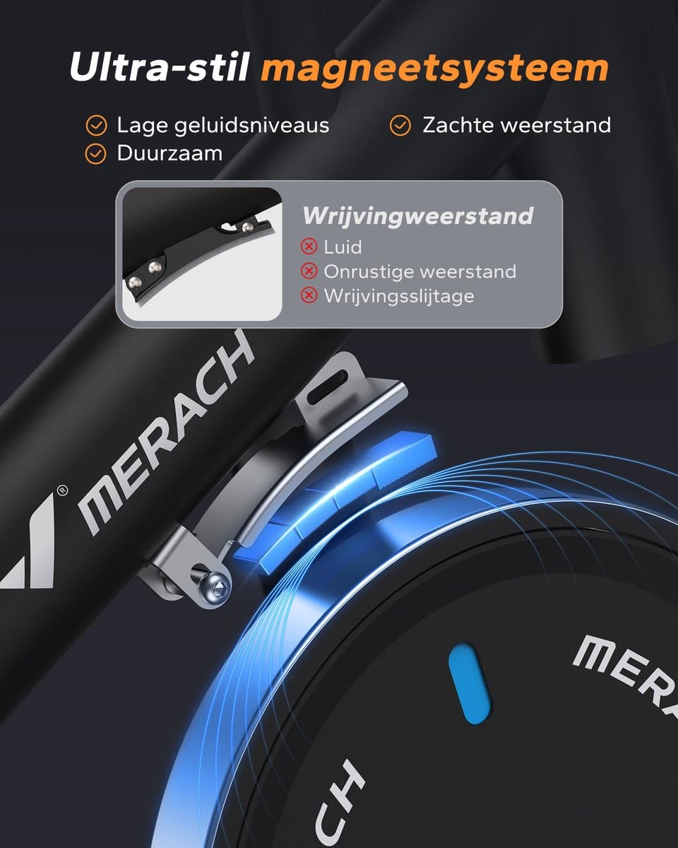 MERACH Hometrainer - 16 Niveaus Magnetische Weerstand - LED-scherm - Verbonden met Kinomap - Dubbele Bekerhouders - Stil thumbnail 5