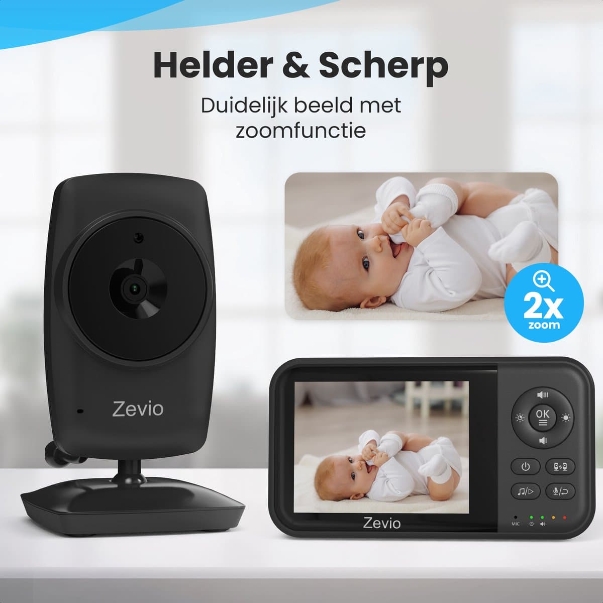 Zevio Babyfoon Comfort - Babyfoon Met Camera - Baby Monitor - Baby Camera - Zwart thumbnail 6