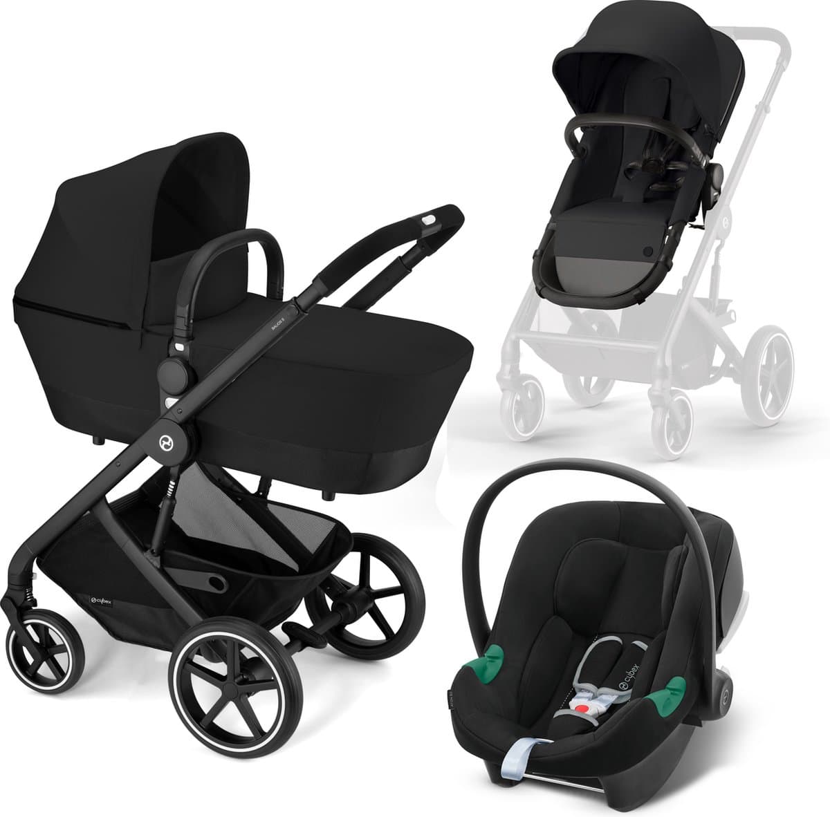 Cybex Balios 3in1 wandelwagen pakket (travel system), Balios 2in1 + Aton B2-isize + Adapters