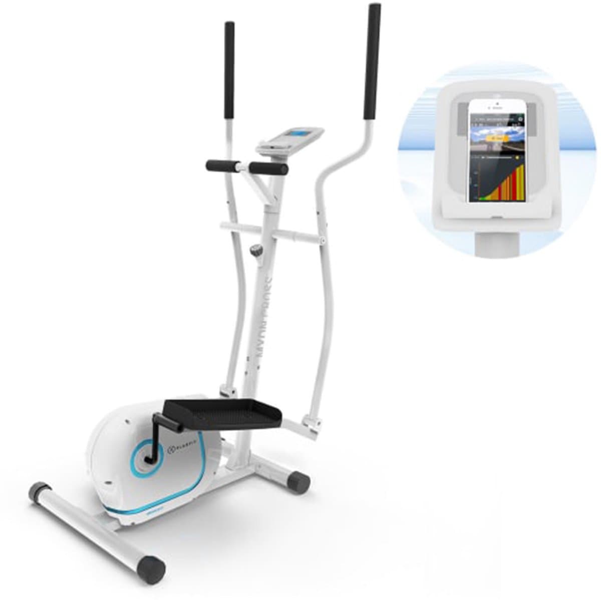 Klarfit Myon Cross Crosstrainer – Crosstrainer met 12 kg Vliegwiel, Elliptische Trainer met SilentBelt Systeem, 8 Weerstandsniveaus, Tablethouder, PulseControl, Antiekwit - afbeelding 1