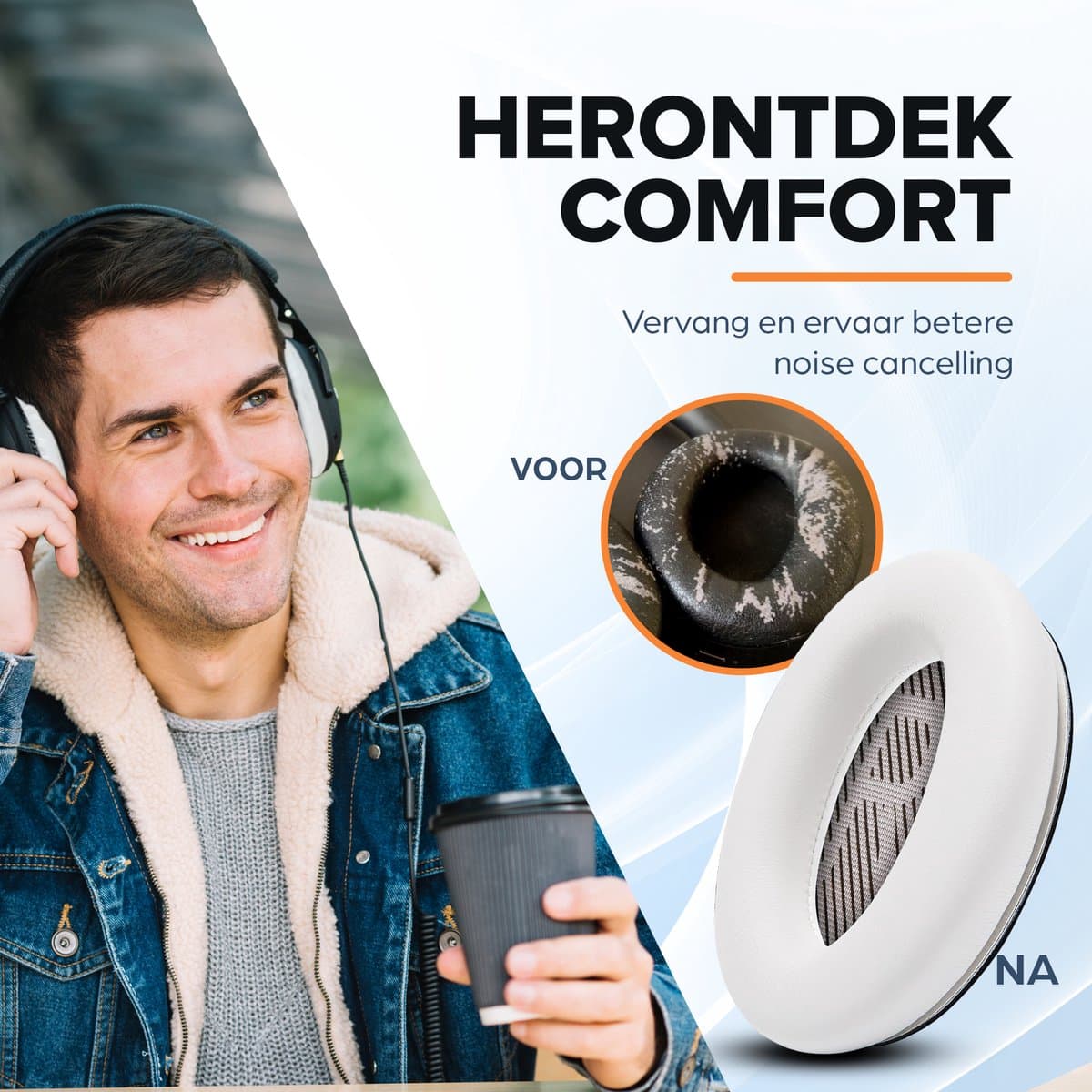 Vervangende oorkussens voor Bose QuietComfort 45 / QC45 / QuietComfort SE - Oorkussens voor koptelefoon - Ear pads headphones - Wit thumbnail 3