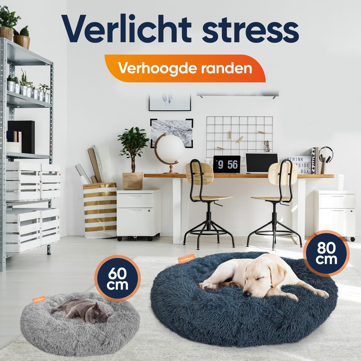 Happysnoots Donut Hondenmand 100cm - Grijs Hondenbed - Dog Bed - Wasbaar Hondenkussen thumbnail 2