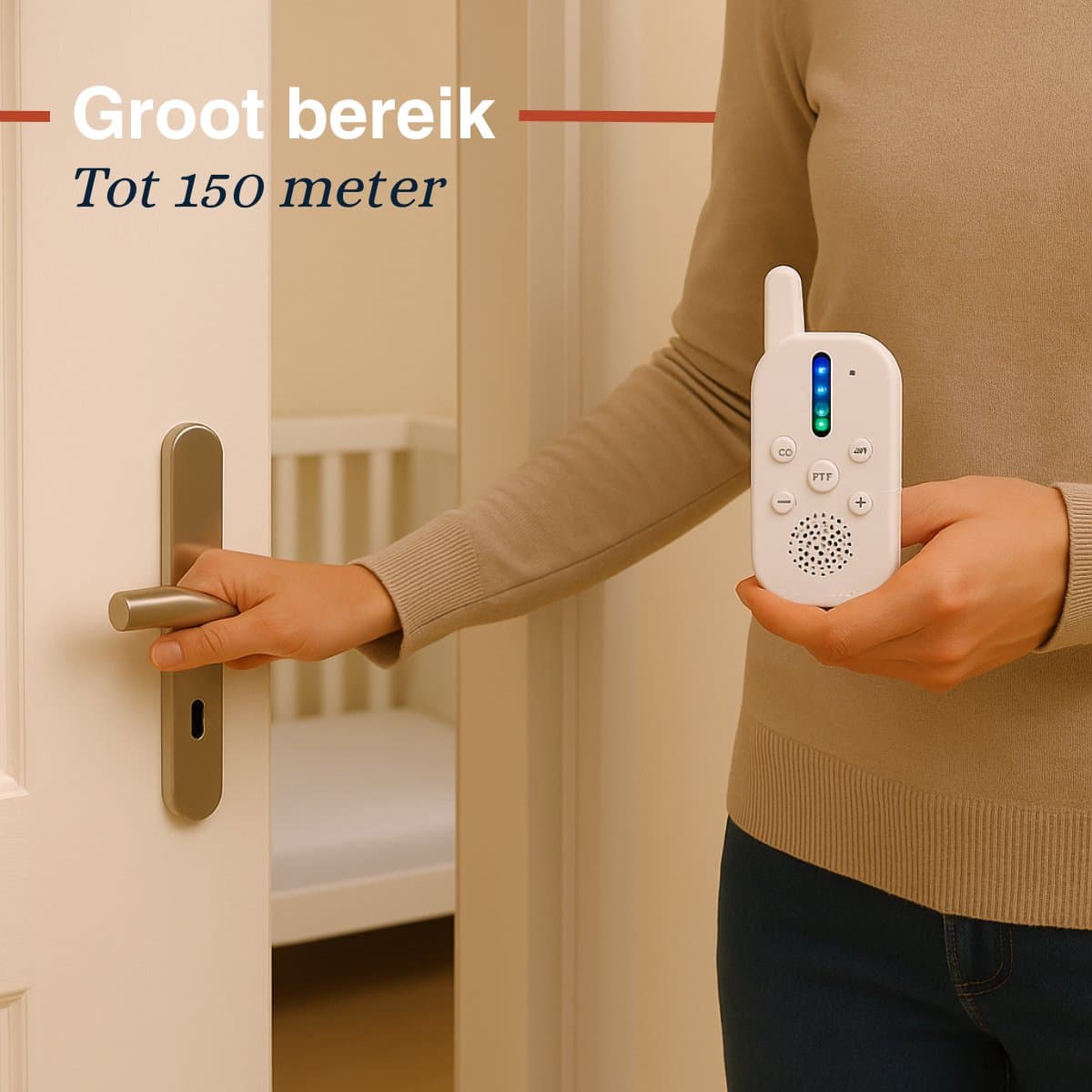 Grundig DECT Audio Babyfoon - Baby Monitor met 150M bereik - Ouder- en Babyunit - met LED Geluidsindicatie en Terugspreekfunctie - Babykamer Accessoires - Wit thumbnail 7