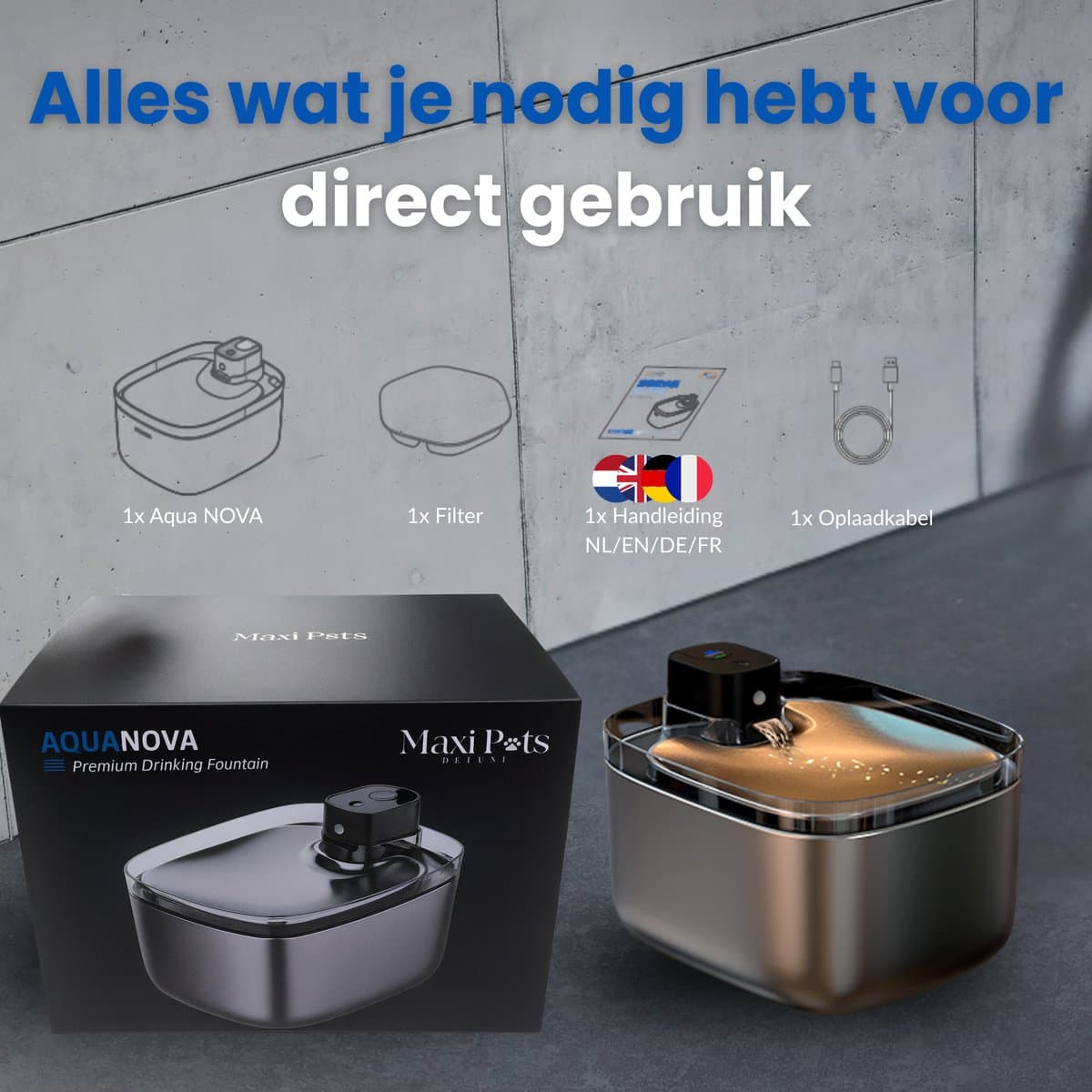 Maxipets Aqua NOVA® 5,5L RVS drinkfontein met display thumbnail 7