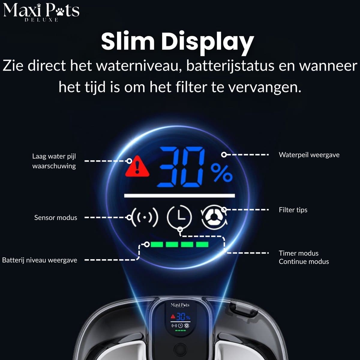 Maxipets Aqua NOVA® 5,5L RVS drinkfontein met display thumbnail 8