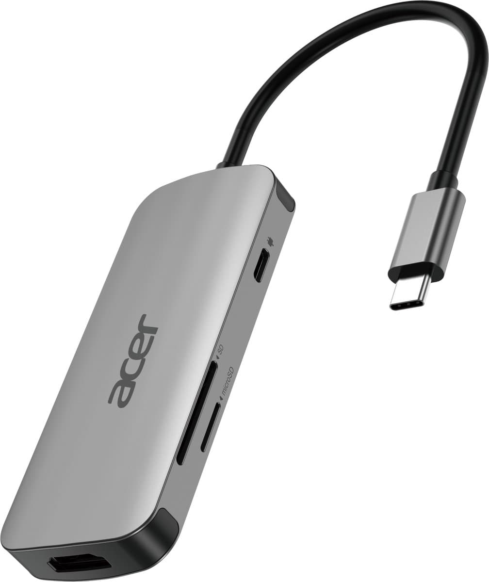 Acer 7-in-1 – Docking Station – Laptop – USB-C – 4K HDMI – Plug & Play - Zilver