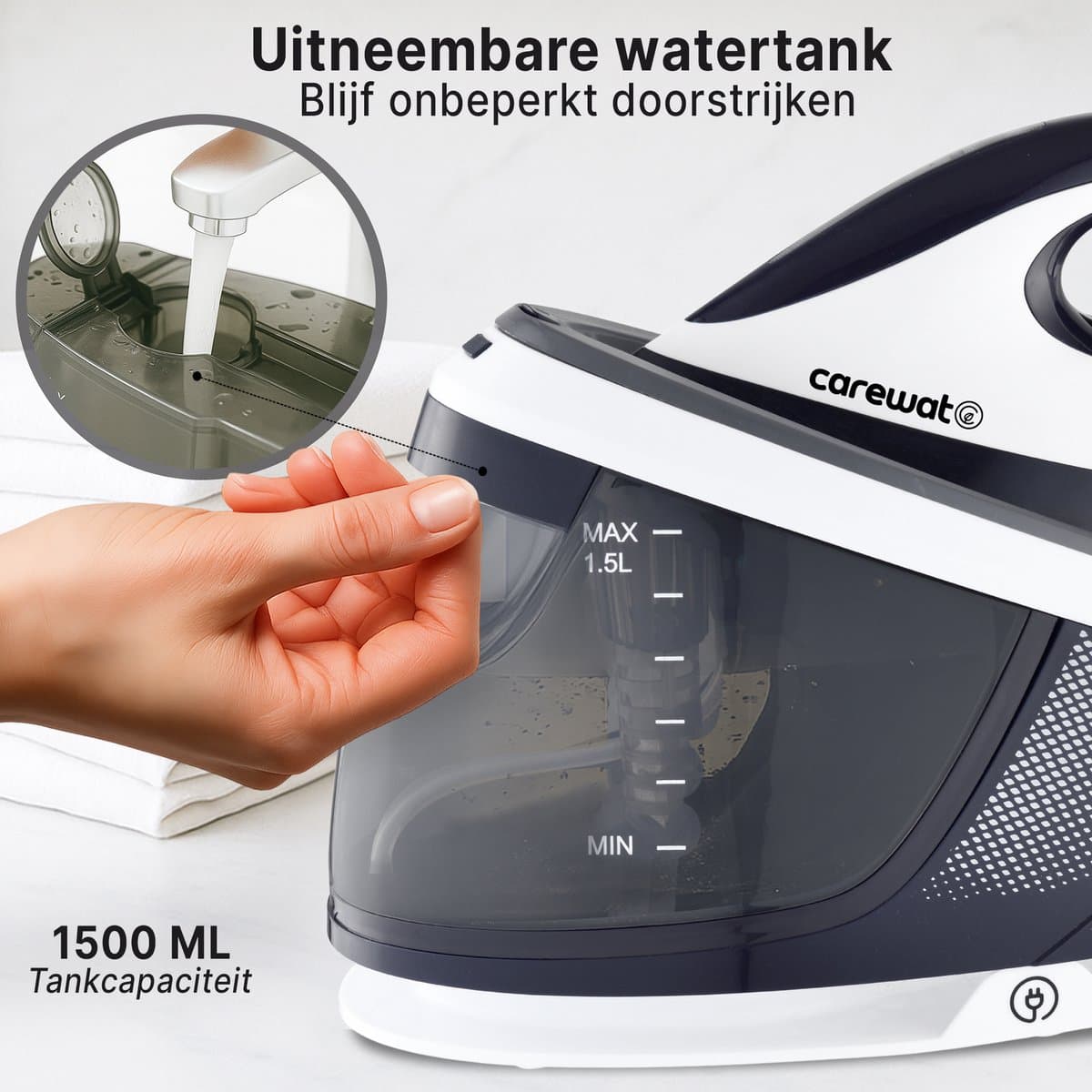 Carewat Stoomstrijkijzer met Stoomgenerator 2200W, 1.5L tank thumbnail 8