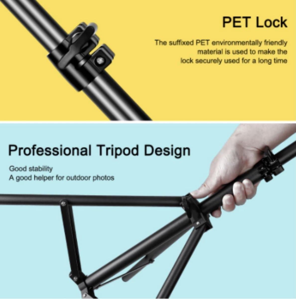 2x Camerastatief 210Cm Voor Fotocamera en Smartphone - iPhone - Canon - Nikon - Spiegelreflexcamera Inc. Bluetooth Remote Shutter, Telefoonhouder, 360 ° Draaigreep horizontaal - Smartphone Statief - Tripod HiCHiCO thumbnail 7