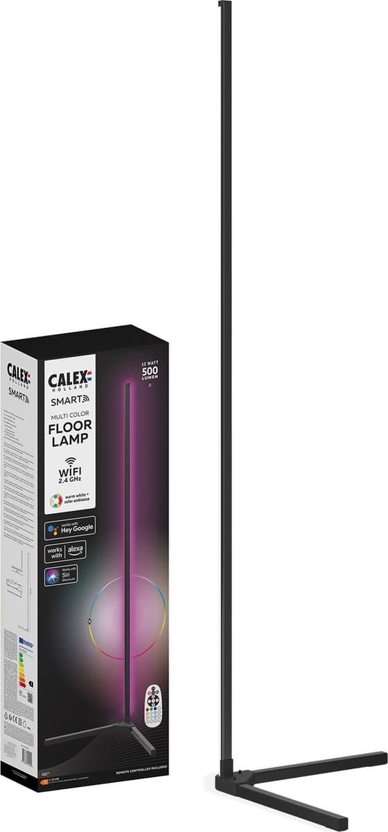 Calex Slimme LED Vloerlamp - Wifi Hoeklamp Staande Lamp - Sfeerverlichting Dimbaar RGB en Wit Licht - App en afstandsbediening thumbnail 8