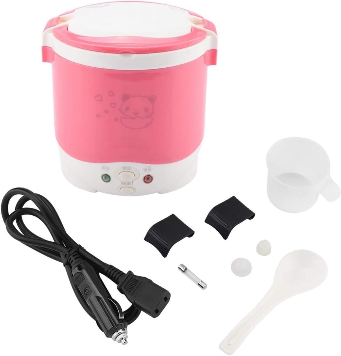 SnelShoppen - Electric Rice Cooker 12V 100W 1.3L Multifunctionele Reis- en Soepkoker - Draagbare Food Steamer voor Auto - Groene Kleur voor Camping en thumbnail 4