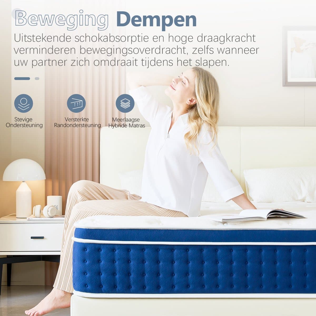 Bednew Hybrid Matras - 90x200 cm - Pocketvering - 30 cm Dik - 7 Zones - Traagschuim - Orthopedische Ondersteuning thumbnail 6