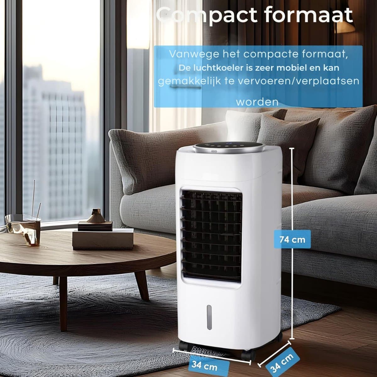 QORA® Mobiele Airco - Airconditioning - Ventilatoren - Airco Zonder Afvoerslang - Ventilatie - Wit - 34cm x 34cm x 74cm thumbnail 5