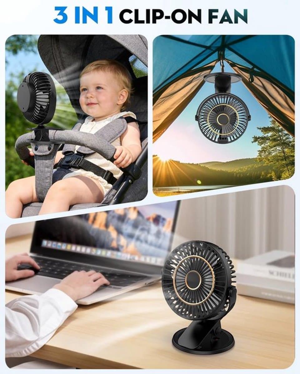 Solvix tafel ventilator geluidloos - Mini Ventilator - Zwart - USB Aansluiting - Compact en Draagbaar - Voor Thuis en Op Kantoor thumbnail 2